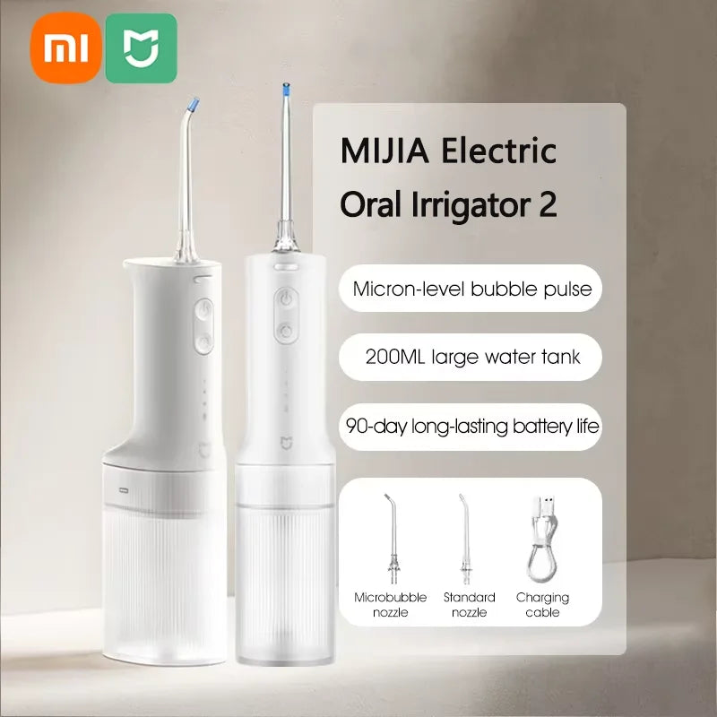 2025 NEW XIAOMI MIJIA Electric Oral Irrigator 2 MEO705 Portable Water Flosser 200mL 3-Mode Tooth Cleaner Micron-level Bubble