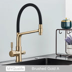 Matte Black Kitchen Sink Faucet Tap Pure Water Filter Mixer Crane Dual Handles Purification Kitchen Hot and Cold Water Tap