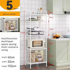 Floor-Standing Multi Layer Storage Rack Shelf with Pulley Trolley Bathroom Kitchen Microwave Storage Rack Kitchen Accessories