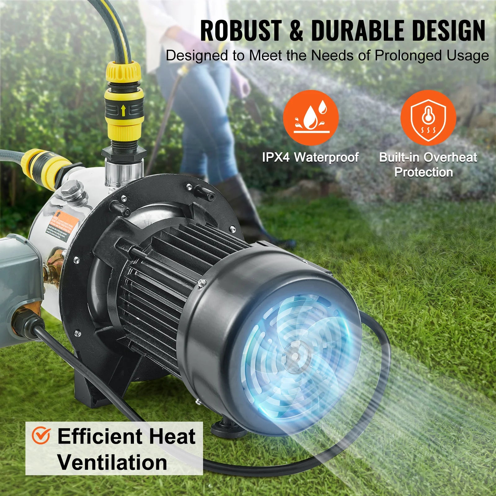 VEVOR Shallow Well Jet Pump 115 Volt Cast Iron / Stainless Steel Irrigation Water Pump for Agricultural Garden Irrigation System