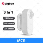 24G Zigbee Human Presence Sensor +PIR Motion Detector +Luminosity Detection Battery Powered Support Zigbee2mqtt Home Assistant