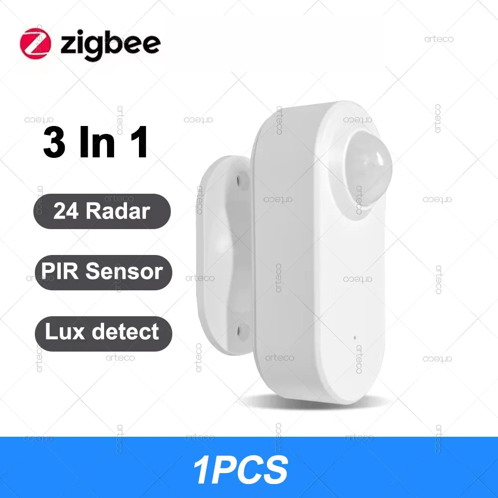 24G Zigbee Human Presence Sensor +PIR Motion Detector +Luminosity Detection Battery Powered Support Zigbee2mqtt Home Assistant