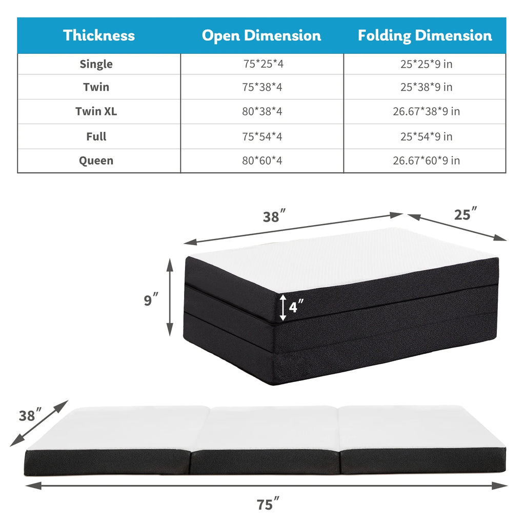 Three-Fold Portable Floor Bed