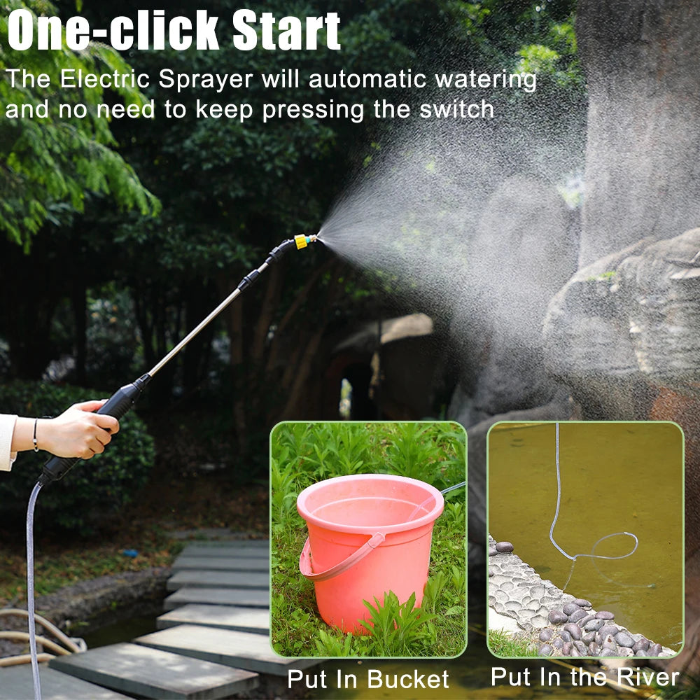Electric Sprayer Automatic Spray Gun Garden Plant Mister USB Rechargeable Irrigation Tools Watering Can 5L Bucket Optional