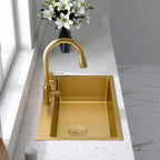 Gold Kitchen Sink Above Counter 304 Stainless Steel Single Bowl Goldn Basket Drainer Soap Dispenser Washing Basin