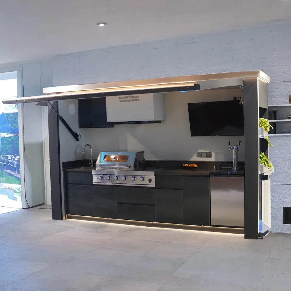 Premium Stainless Steel Outdoor Kitchen Cabinet With Electric Door Shed Customize