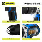 NEWBENY 500Nm 13MM Brushless Electric Drill 20+3 Torque Cordless Electric Screwdriver Power Tools For Makita 18V Battery Pin