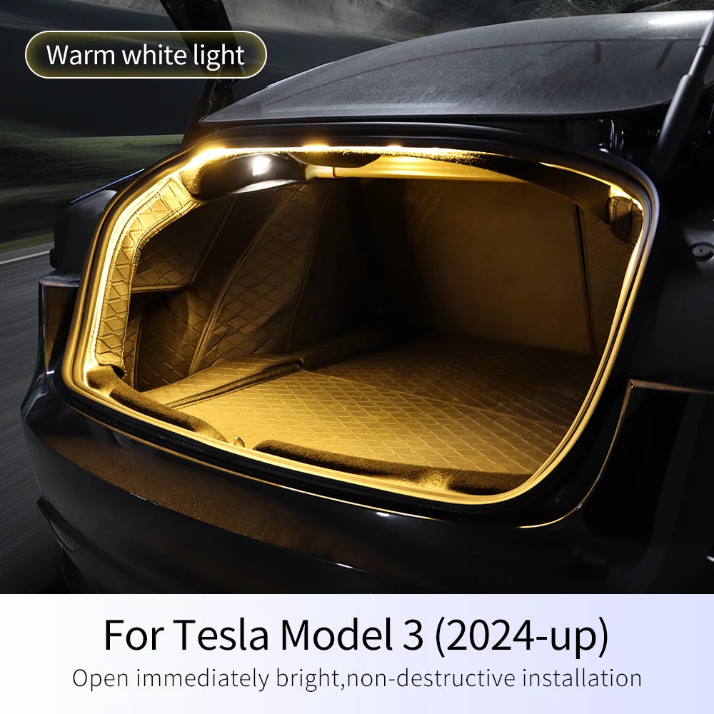 For Tesla Model 3 Highland 2024 2025 Upgrade 12V Trunk Brighten LED Strip Waterproof Flexible DIY Rear Trunk Silicone Light