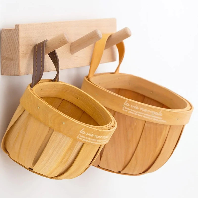 Kitchen Hanging Garlic Storage Basket Rattan Organizer Ginger Onion Vegetable Basket Wall Mounted Cabinet Door Hanging Bin