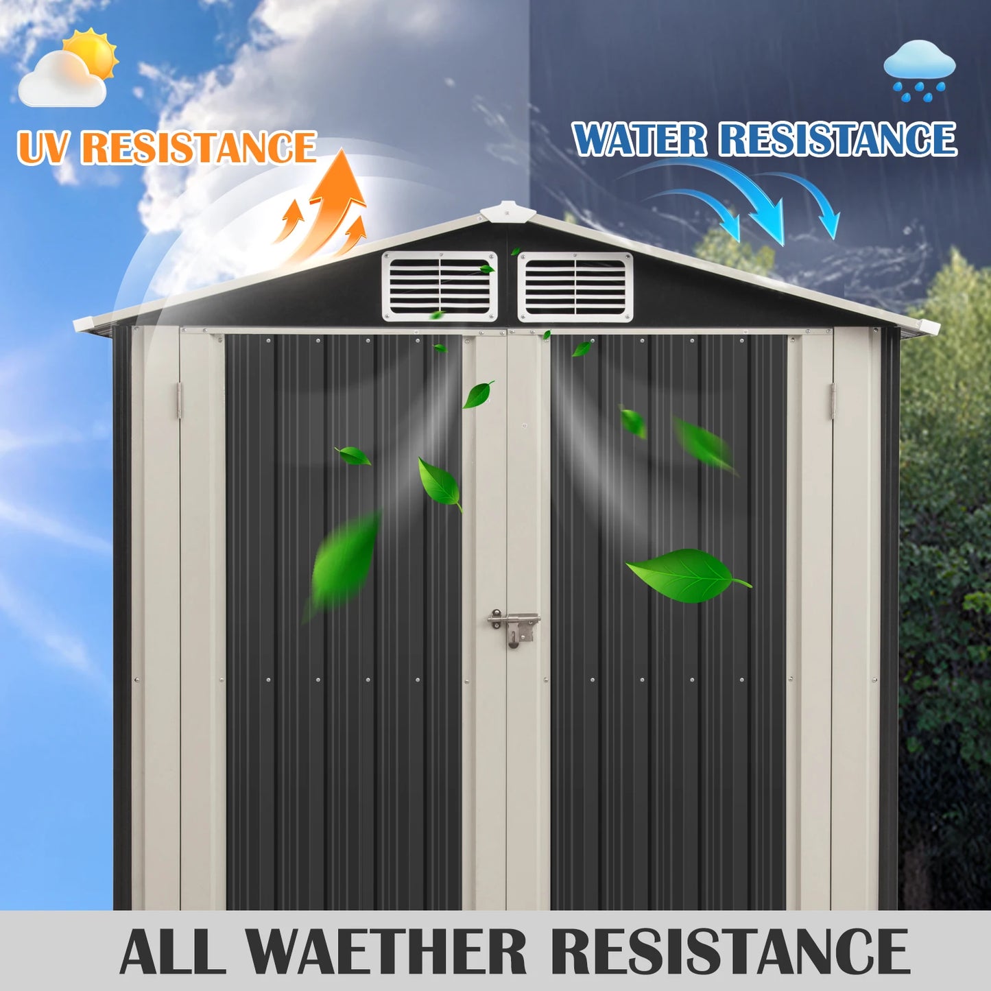 6x4 FT Outdoor Storage Shed, Metal Garden Shed with Lockable Door, Anti-Corrosion Tool Shed with Sloping Roof, for Backyard Pati