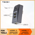 Glovebox USB Hub For Tesla Model Y Launch 2025 Model 3 Highland 2024 Type-C Port Digital Display Splitter Docking Station