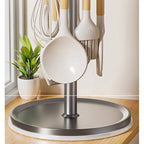 8 Hooks Kitchen Utensils Stand 360 Degree Rotating with Water Tray Flatware Storage Rack Non-slip Rust-proof