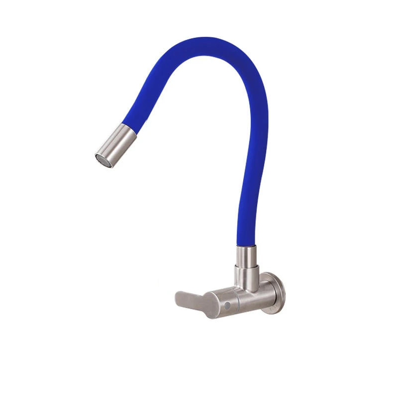 1PC SUS304 Stainless Steel Kitchen Faucet Universal Telescopic Tube Single Cold Tap Wall Mount Thread G1/2'