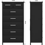 7 Drawer Tall Dresser with Sturdy Metal Frame, Industrial Drawer Chest for Bedroom, Clothes Storage Cabinet