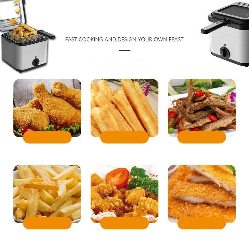 Electric Fryer 1PC 2.5L Large Capacity Home Fillet French Fries Fryer All-in-One Deep Fryer Kitchen Appliances With Basket
