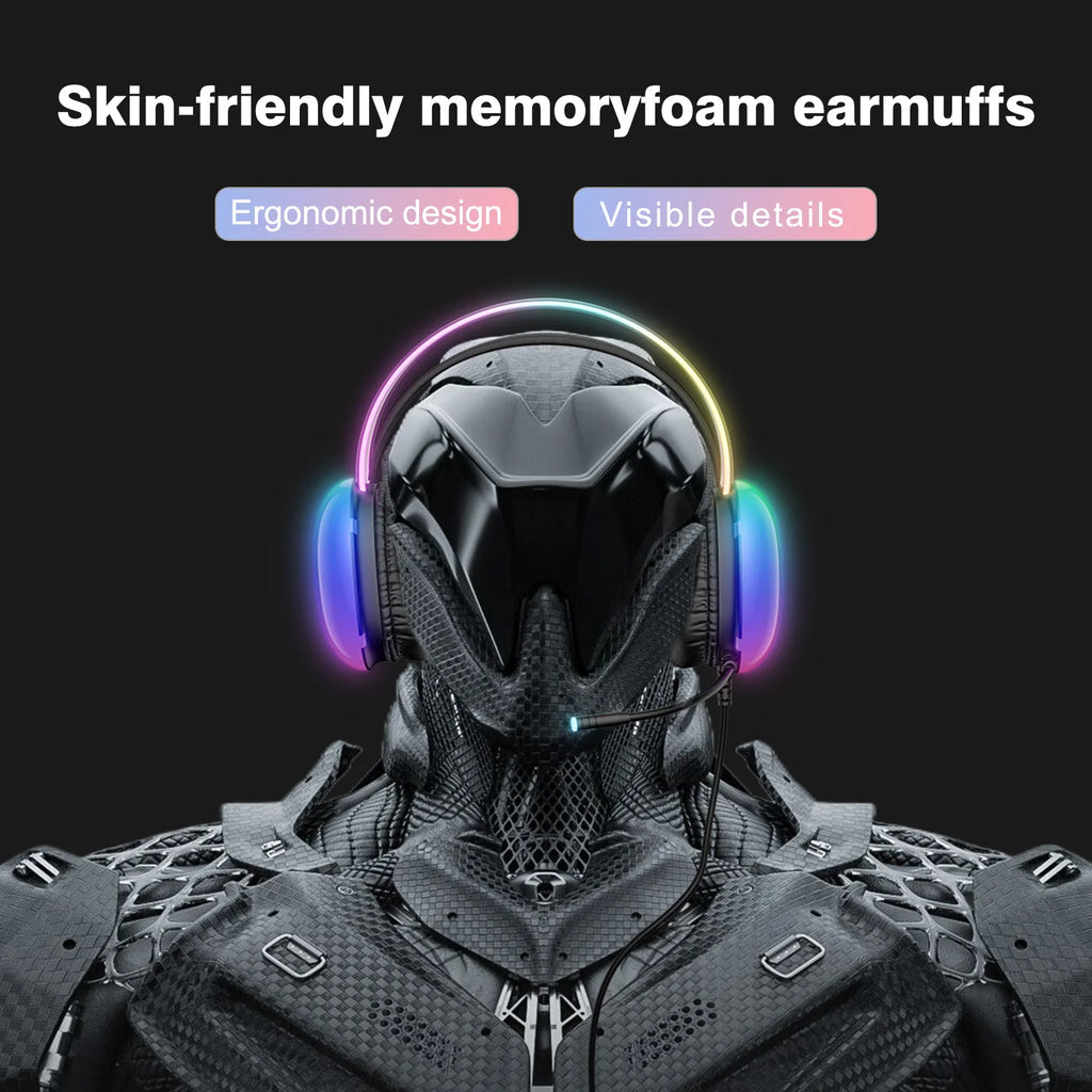 ONIKUMA Professional Gaming Headset with RGB Dynamic Lighting Wired Over-Ear Headset with Noise Canceling Microphone for PC