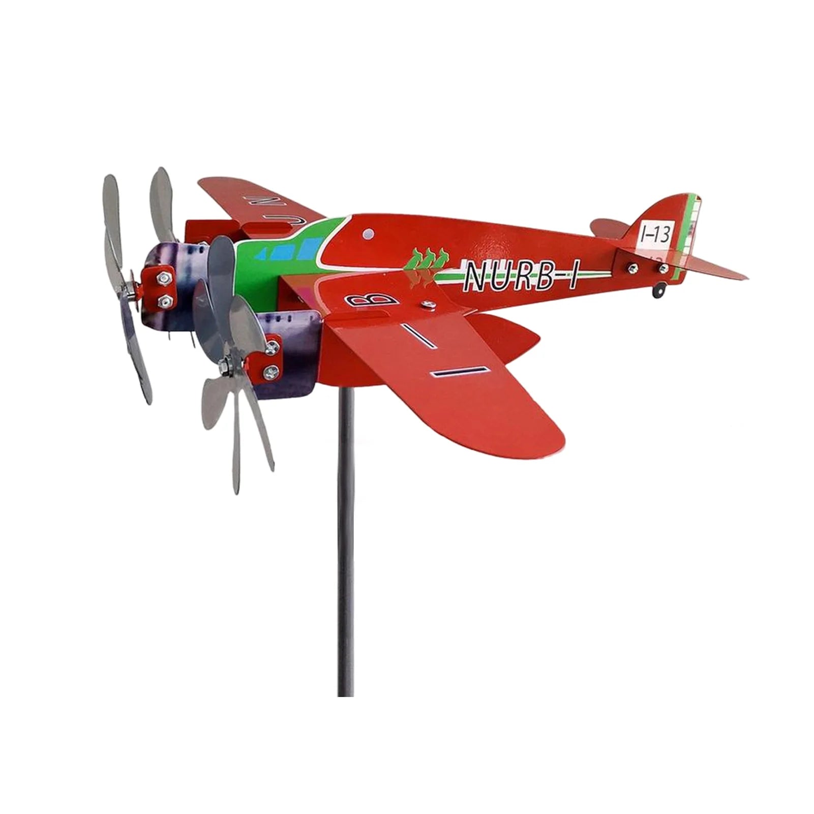 3D Wind Spinner Plane Metal Airplane Weather Vane Plug-in Windmill Outdoor Roof Wind Direction Indicator Ornaments Garden Decor