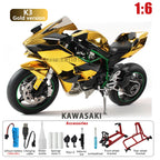 Key Start Dynamic Alloy Motorcycle Model With LED Sound And Smog Adjustable Throttle Model Motorbike Toy Desk Decoration Vehicle
