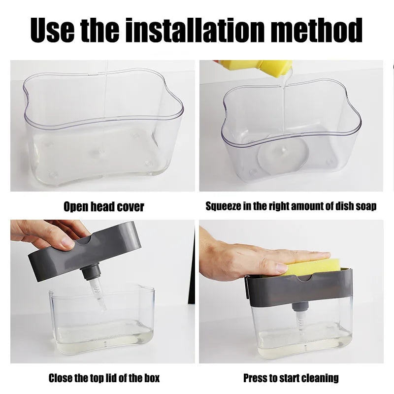 Liquid Soap Dispenser Kitchen Sink Sponge Press Utensils Kitchens Accessories Dispensers Detergent Dish Fixture Home Improvement