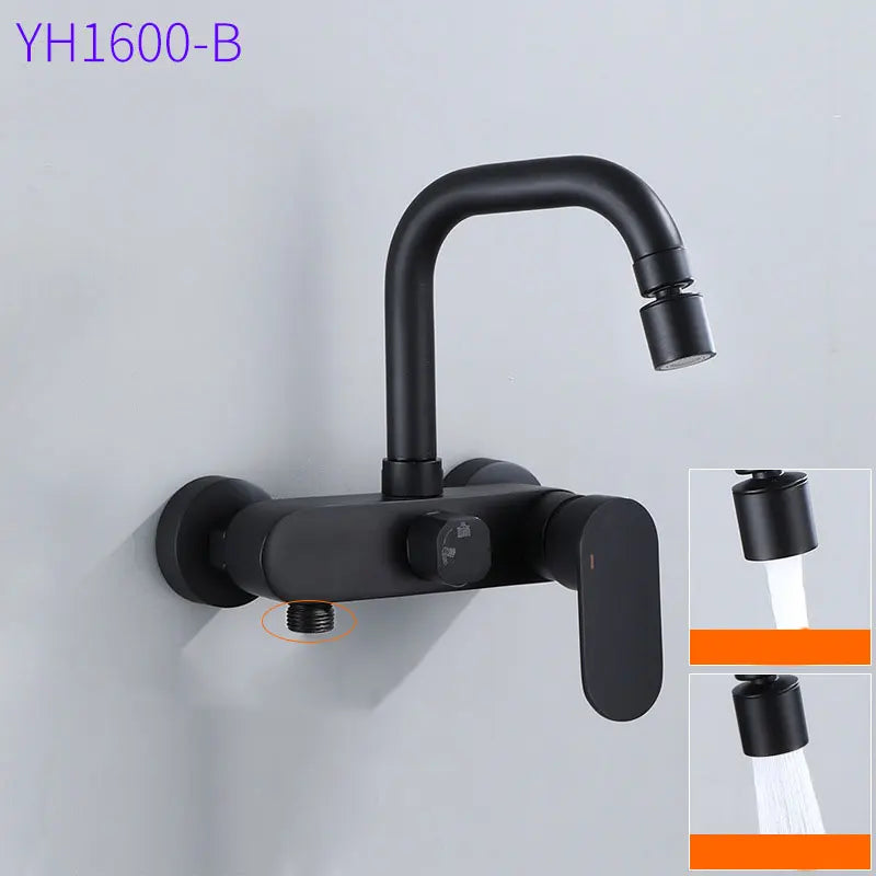 Black Brass  kitchen into the wall Hot and Cold Water Faucet wash Basin mop pool Bathtub wash spray Gun Faucet EY-YH1600