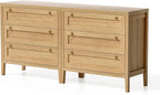 3 Drawer Dresser Set of 2 for Bedroom, Modern Chest of Drawers with Golden Handles, Wood Tall Nightstand,Natural Oak