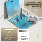Hidden Bar Sinks Cup Washer 304  Stainless Steel Kitchen Sink Small Silver Single Slot With Lid Bar Balcony Wash Basin