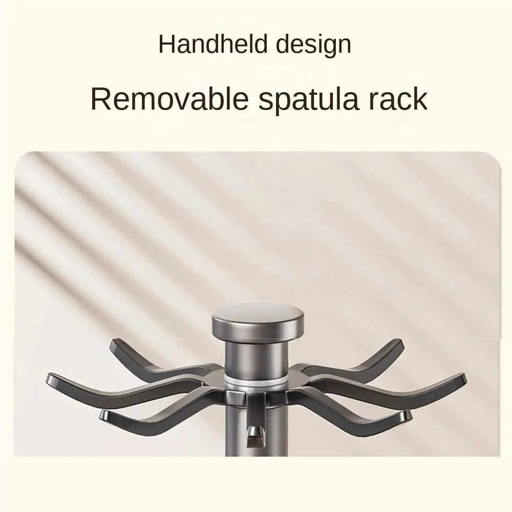 8 Hooks Kitchen Utensils Stand 360 Degree Rotating with Water Tray Flatware Storage Rack Non-slip Rust-proof