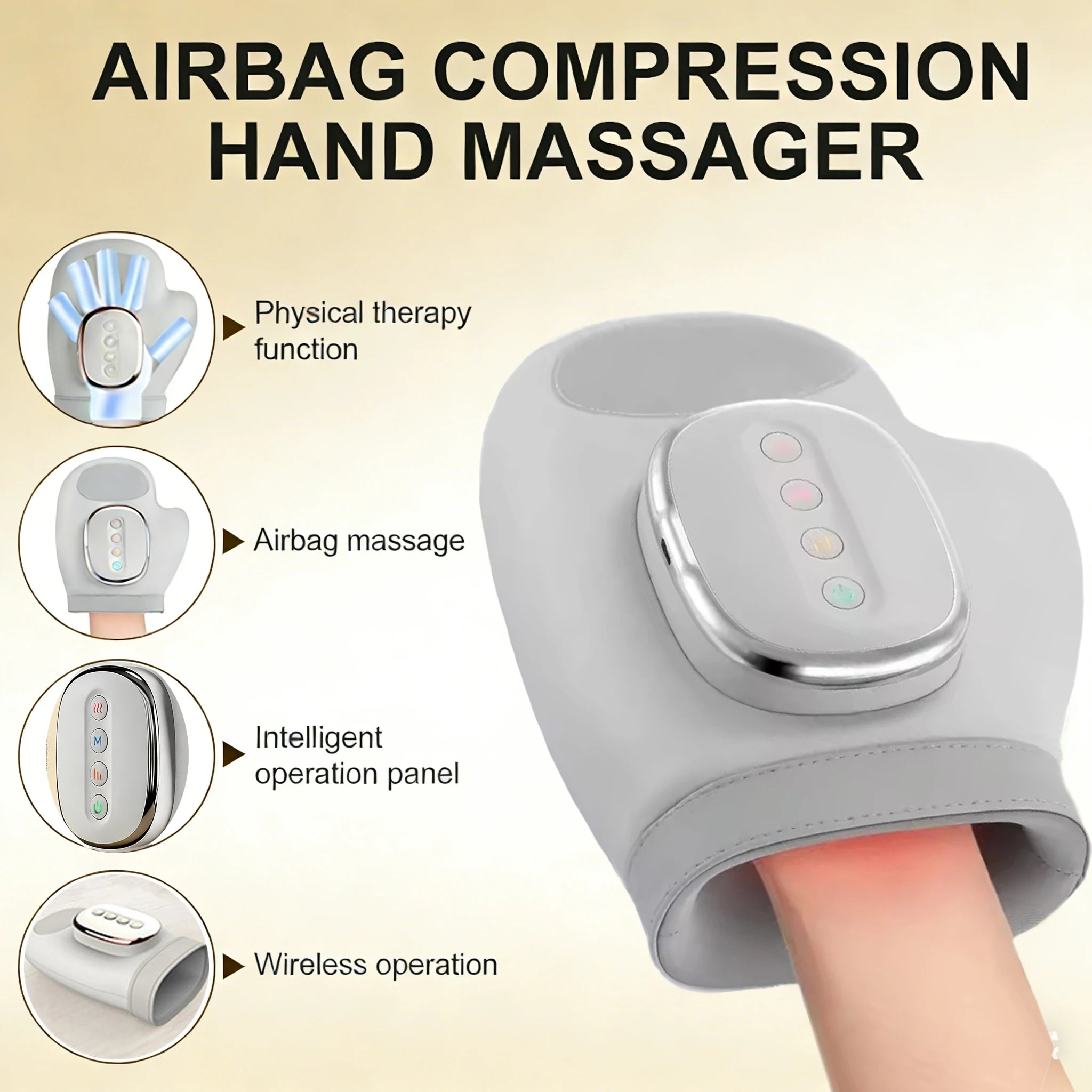 Professional Hand Massager with Heat Compression Therapy, Pain Relief Glove, Arthritis & Wrist Carpal Tunnel Neuropathy Circulat