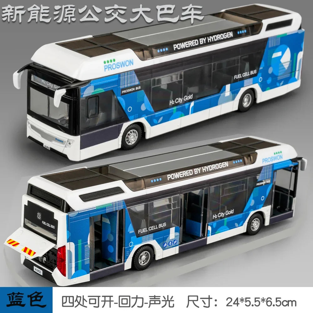 1: 32 alloy bus model new energy bus High fidelity sound and light car toy collection model high-end decoration children's toy