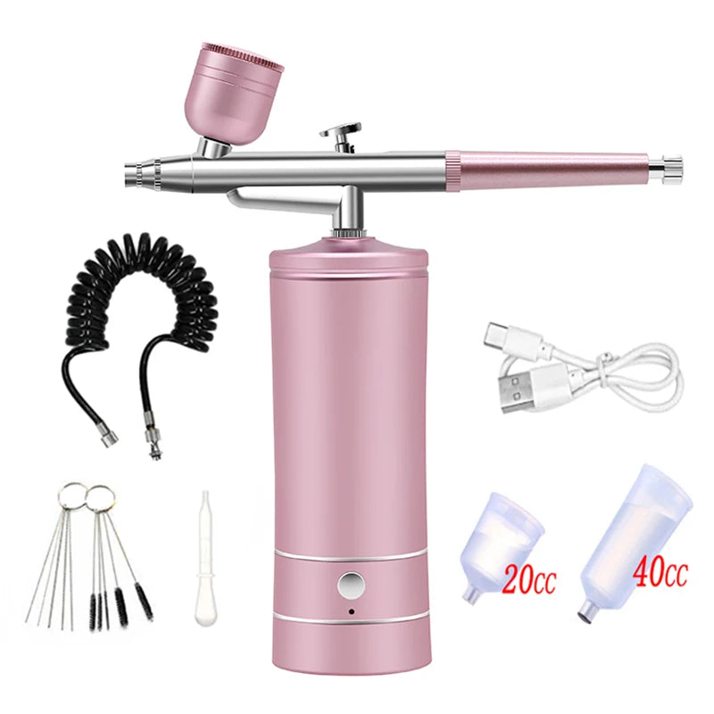 Mini Air Compressor Kit Air-Brush Paint Spray Gun Airbrush For Nail Art Tattoo Craft Cake Nano Fog Mist Sprayer