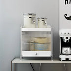 New Drawer Organizer Deluxe Desktop Makeup Organizer Kitchen Shelf Dustproof Mug Tea Set Coffee Drawer Countertop Organizer