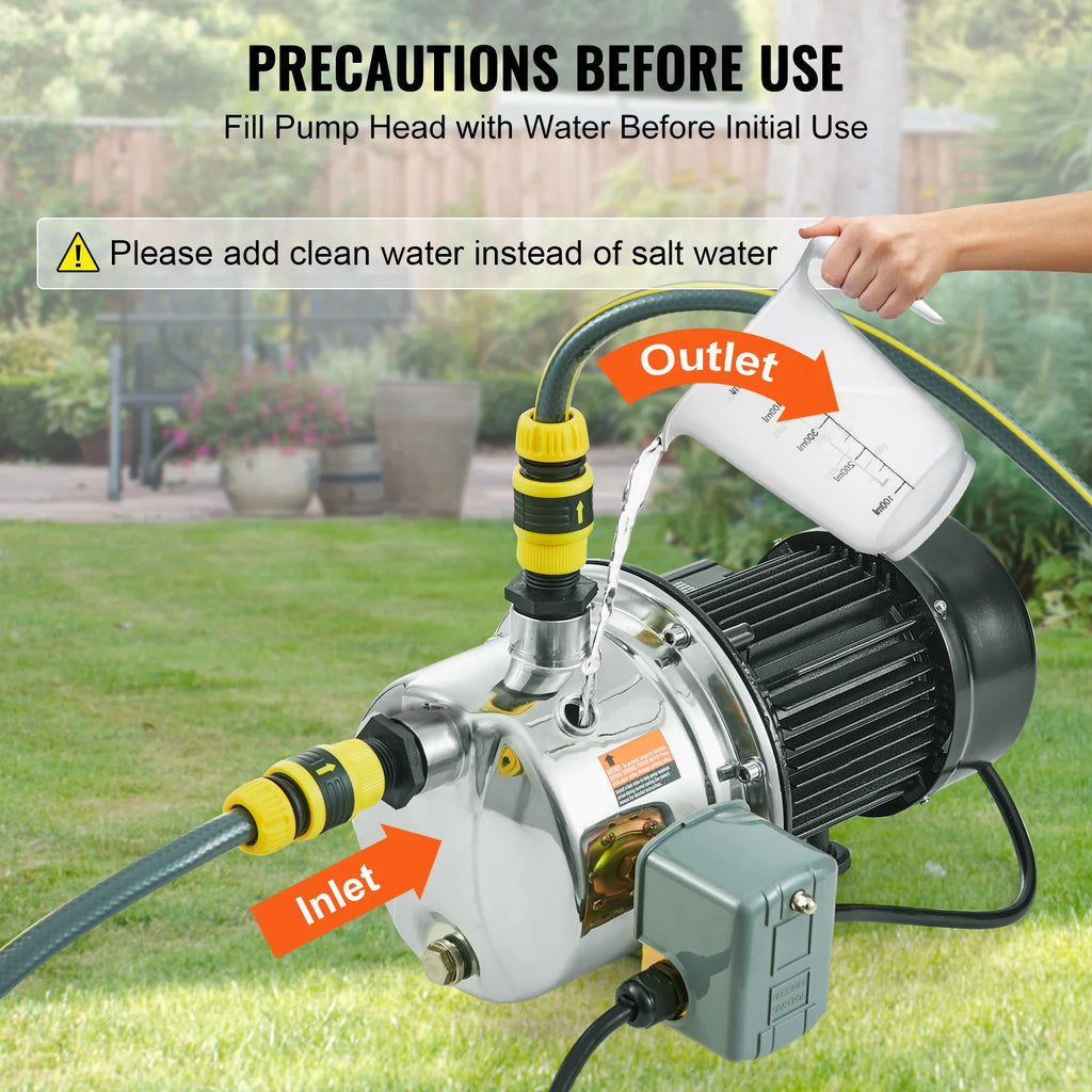 VEVOR Shallow Well Jet Pump 115 Volt Cast Iron / Stainless Steel Irrigation Water Pump for Agricultural Garden Irrigation System