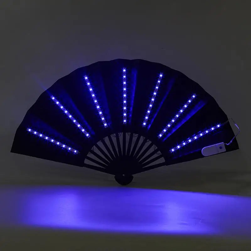 Light Up Folding Hand Fan LED Hand Fan For Dancing Stage Performance Props For Wedding Night Club Hot Weather Cooling Tools