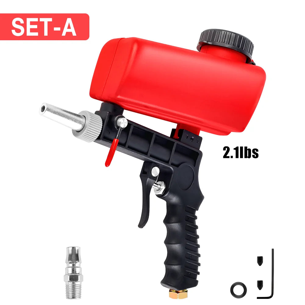 90psi Adjustable Pneumatic Sandblasting Gun, 2.1lbs Portable Home Sandblasting Machine, Cordless Gravity Small Handheld Air Tool