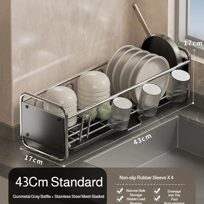 Kitchen Sink Side Dish Rack, Multifunctional Drainage Holder for Bowls Plates Cups Chopsticks, Storage Organizer,for Kitchen Use