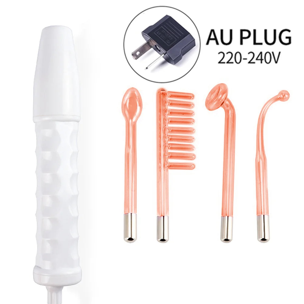 4-IN-1 Portable High Frequency Facial Beauty Machine Electrode Purple Light Glass Tube Wand Acne Massage Facial SPA Skin Care