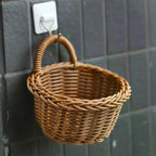Kitchen Organizer Wall Hanging Storage Basket Woven Basket Decorative Flower Organizer Kitchen Tableware Fruit Vegetable Storage
