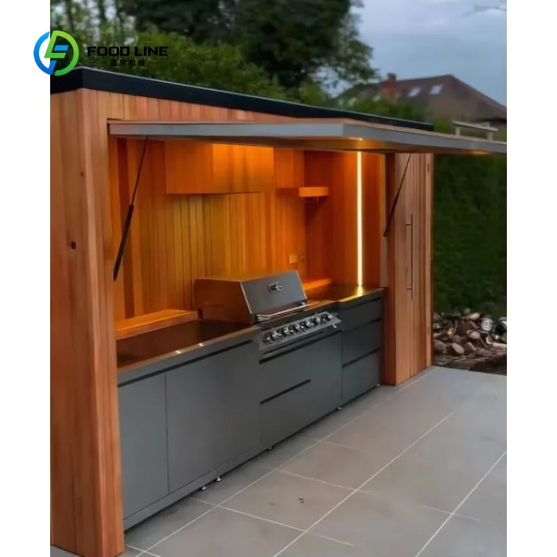 Customized Electric Grills Stainless Steel Outdoor Kitchen Trailer Island with Modular Cabinet and Sink