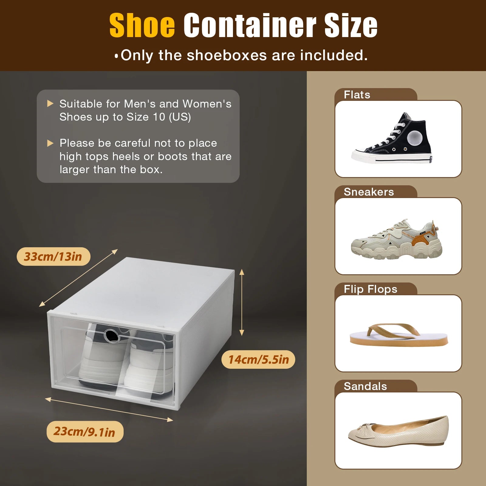 24-Pack Thick Transparent Shoe Boxes