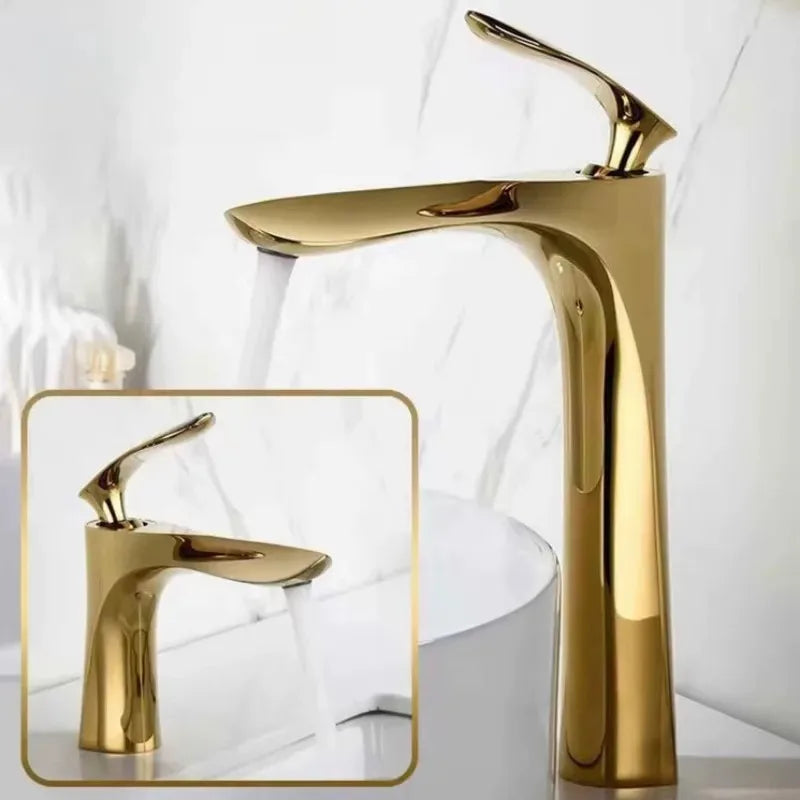 Golden Maple Leaf Single Hole Faucet Basin Faucet For Hot And Cold Household Use Raised Washbasin Washbasin Countertop Basin