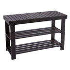 JHK Living Room 3-Tier Bamboo Shoe Rack Bench Holds Up to 286 lb Storage Organizer Easy Assemble Suitable for Bedroom Balcony ﻿