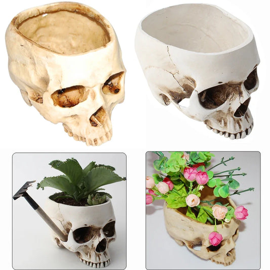 Resin Human Skull Model Flower Pot Shining Fancy Multifunctional Fruit Plate Storage Container Tank Container Home Decor Crafts