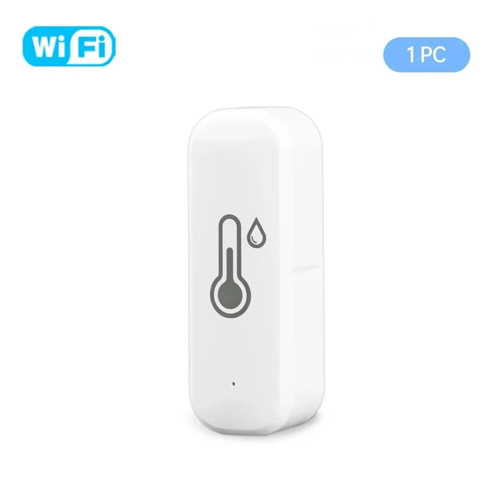 Tuya Smart WiFi Hygrometer Thermometer Real-Time Alerts Voice Alarm No Hub Required for Hotels Android Operating System Battery