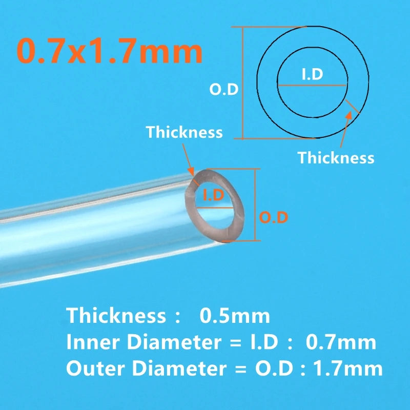 1/5/10M Food Grade Transparent Silicone Rubber Hose ID 0.3 0.5 0.7 0.8 1 1.2 1.5 1.6 1.8 2 2.5mm Flexible Nontoxic Silicone Tube