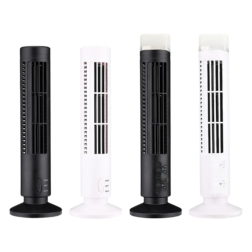LED Tower Fan Bladeless Cooling Fan 2 Gear Speed Mini Vertical Conditi