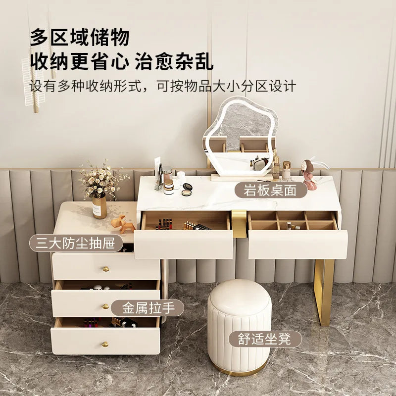 Dresser, chest, storage cabinet, integrated solid wood simple dressing table, cream wind bedroom corner retractable dressing