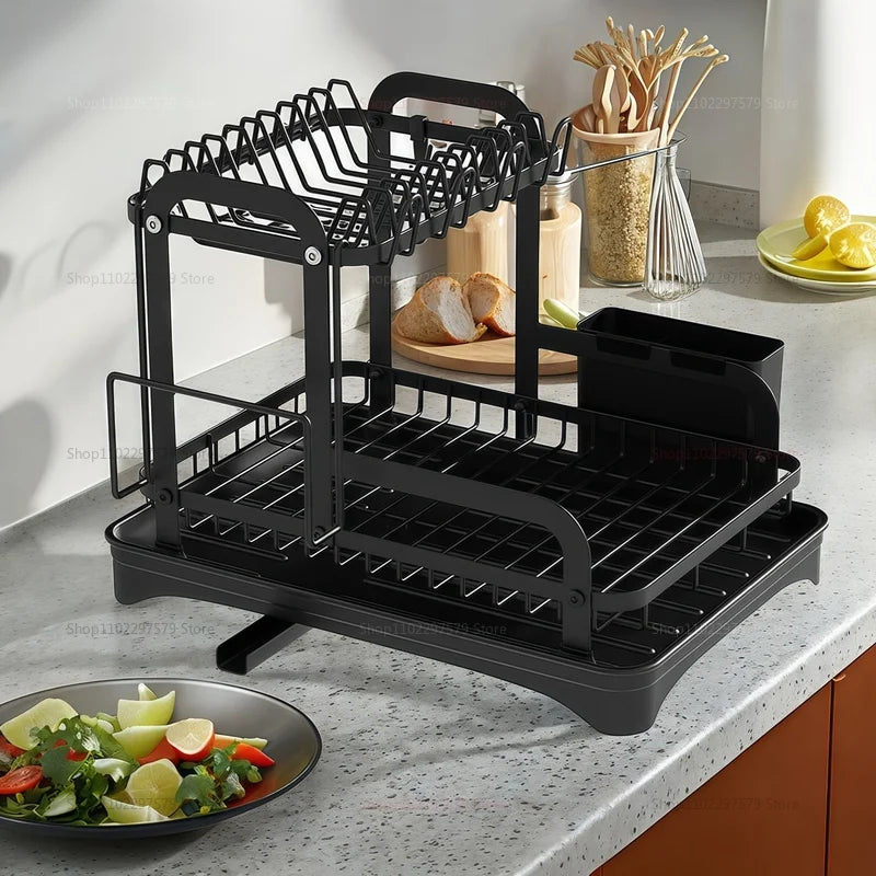 Sturdy Kitchen Dish Rack Space Saving Countertop Shelf Bowl and Utensil Organizer Storage Rack