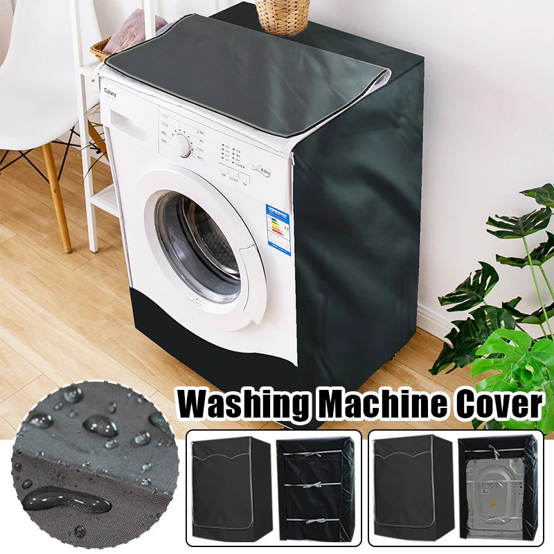 Washing Machine Cover Outdoor Sunscreen Front Load Laundry Dryer Covers Waterproof 210D Oxford Cloth Washing Machine Dust Cover