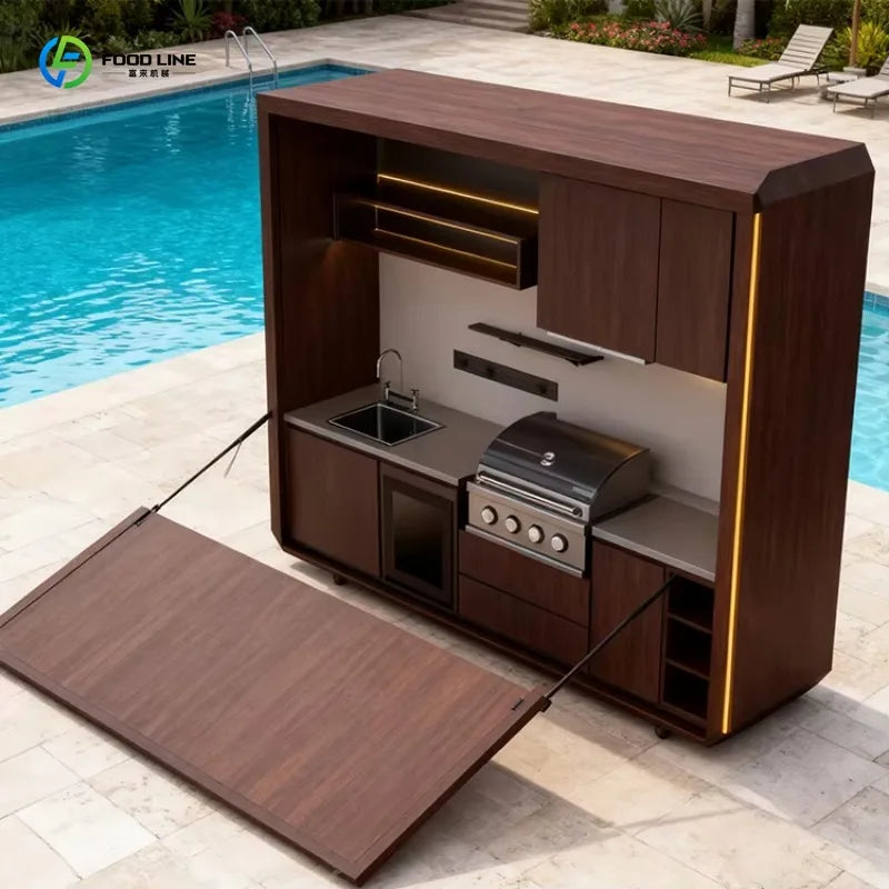 Customized Portable Kitchen Booth Fully Furnished Outdoor Kitchen Set for Shopping Mall