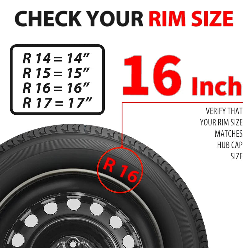 16inch Dagger Style Hub Cap Cover for Iron Rim Wheel Cover Set of 4 Steel Wheel Cover Replacement Hubcap for R16 Tire